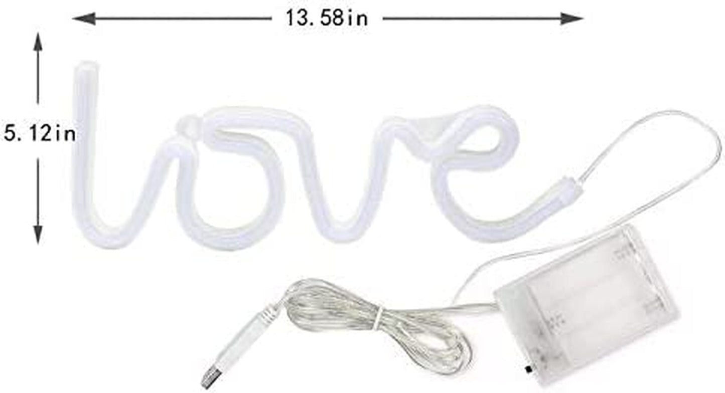 Love LED Neon Light, Usb/Battery Powered Heart Shaped Neon Sign Lamp, Decorative Night Light Wall Decor for Bedroom Living Room Kids Room Wedding Party Christmas (Love-P)
