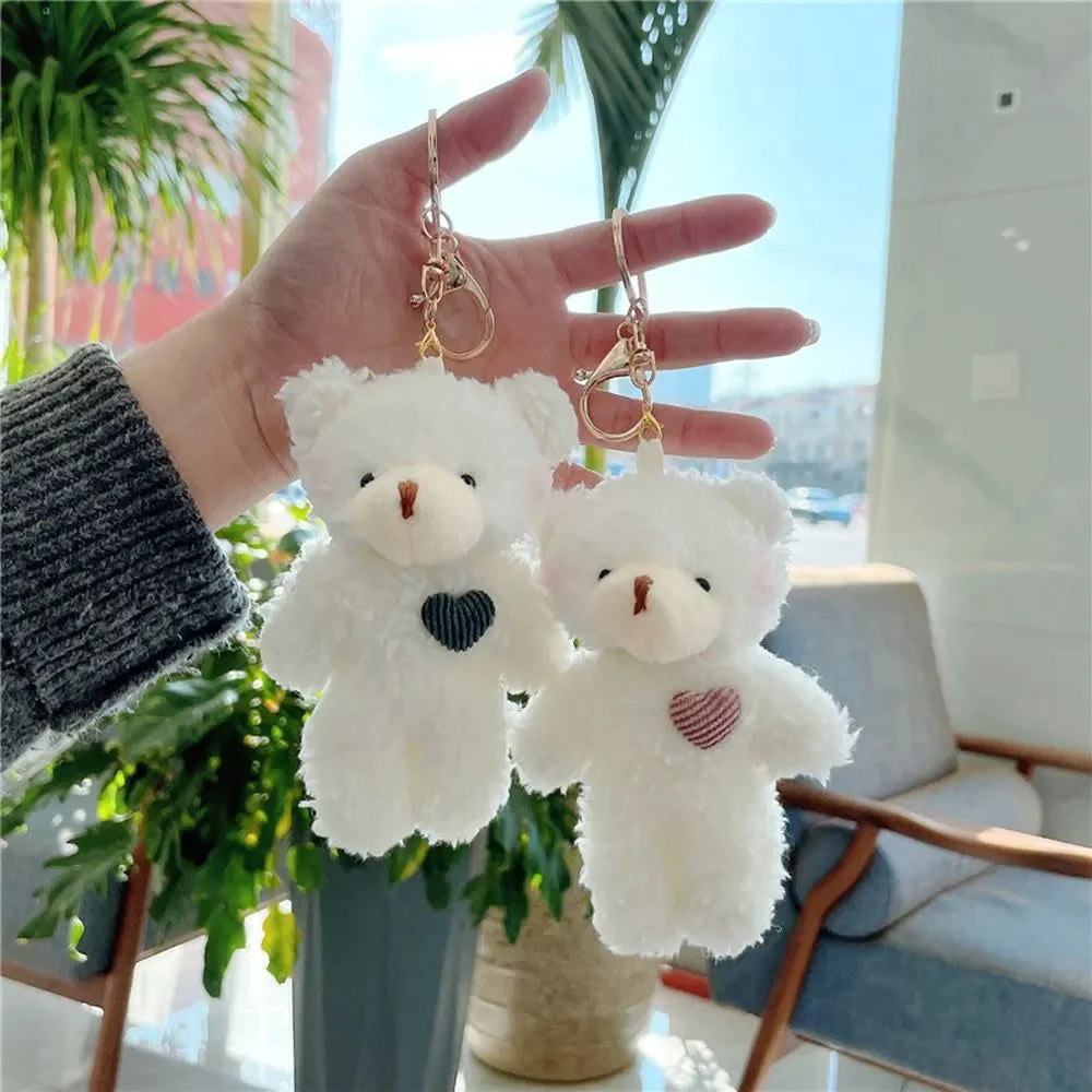 Kawaii 11Cm Soft Teddy Bear Keychain Plush Rabbit Pendant Keychain DIY Trinket Kids Stuffed Animal Toys Bag Car Accessories