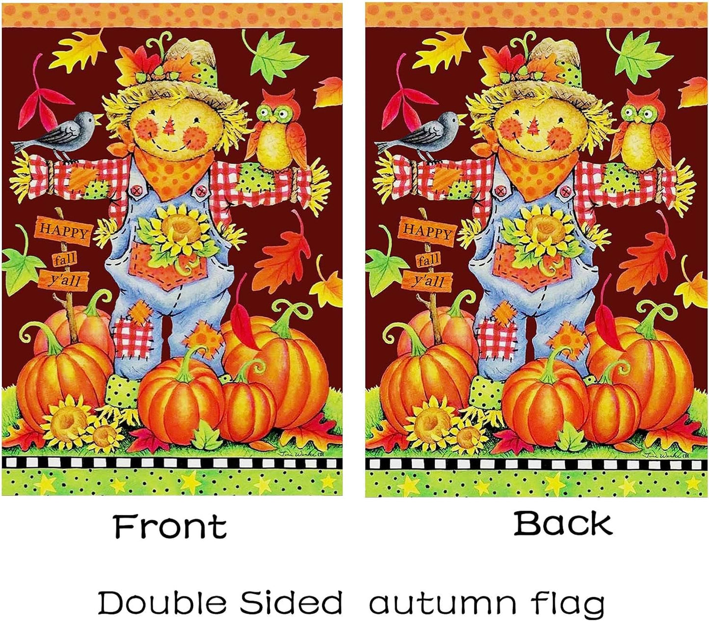 Fall House Flags Double Sided Autumn Flag Scarecrow Harvest Pumpkin Yard Decorations Happy Fall Garden Flags 28 X 40 Inch Large Fall Yard Flags with 2 Grommets