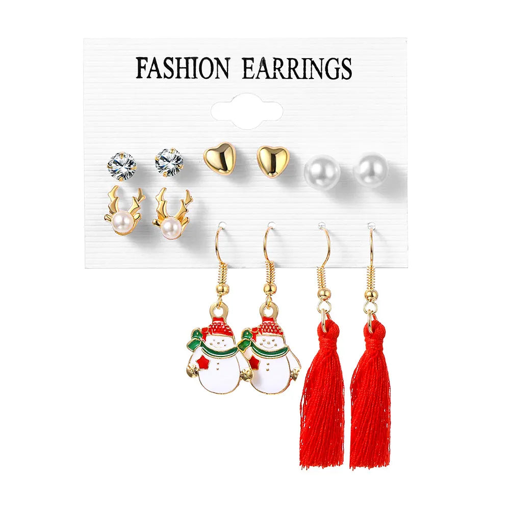 Christma Earrings Set Christmas Gifts for Women Cute Bells Tree Elk Earring Halloween Jewelry