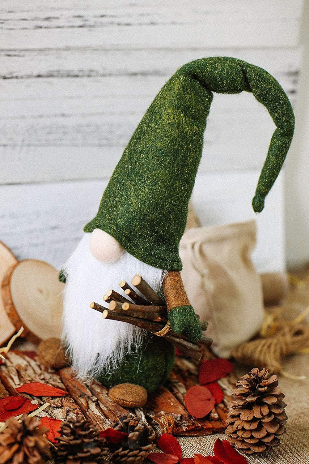 Swedish Gnome Christmas Decorations -Tomte - Scandinavian Elf - Plush Birthday Present - Home Ornaments Table Decor, Green - 16 Inches