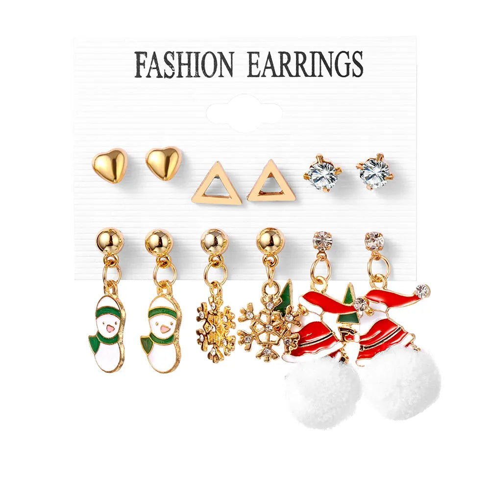 Christma Earrings Set Christmas Gifts for Women Cute Bells Tree Elk Earring Halloween Jewelry