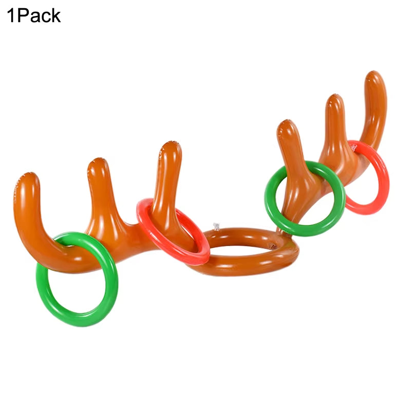 Christmas Inflatable Reindeer Antler Hat Ring Toss Funny Family Game Kids Gift Toy Xmas Party Supplies 2024 Christmas Home Decor