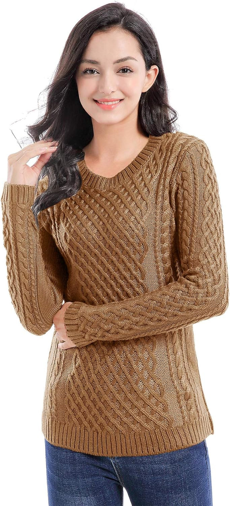 Women Crew Neck Knit Stretchable Elasticity Long Sleeve Sweater Jumper Pullover