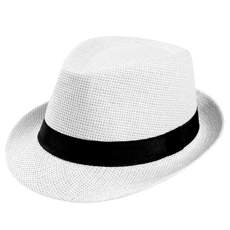 Sunhat Women Men Fashion Summer Casual Trendy Beach Sun Straw Hat Cowboy Fedora Hat Gangster Cap Sun Hat Small Hat Sunscreen