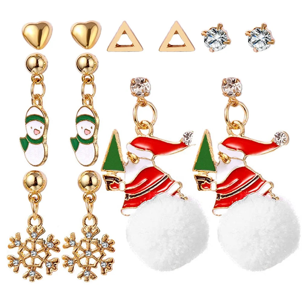 Christma Earrings Set Christmas Gifts for Women Cute Bells Tree Elk Earring Halloween Jewelry