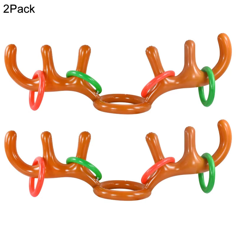 Christmas Inflatable Reindeer Antler Hat Ring Toss Funny Family Game Kids Gift Toy Xmas Party Supplies 2024 Christmas Home Decor