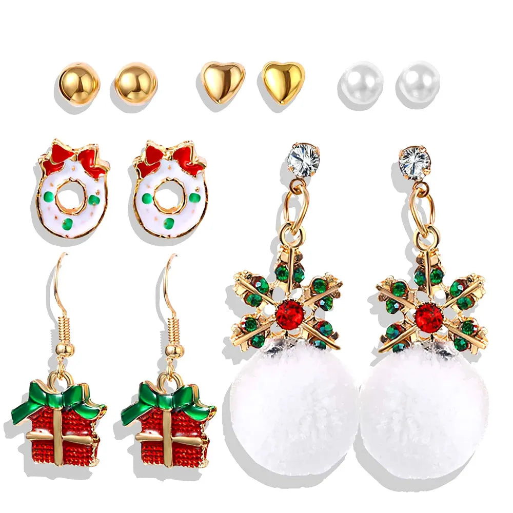 Christma Earrings Set Christmas Gifts for Women Cute Bells Tree Elk Earring Halloween Jewelry