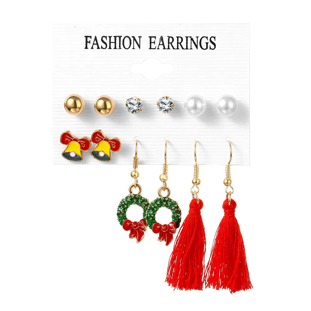 Christma Earrings Set Christmas Gifts for Women Cute Bells Tree Elk Earring Halloween Jewelry