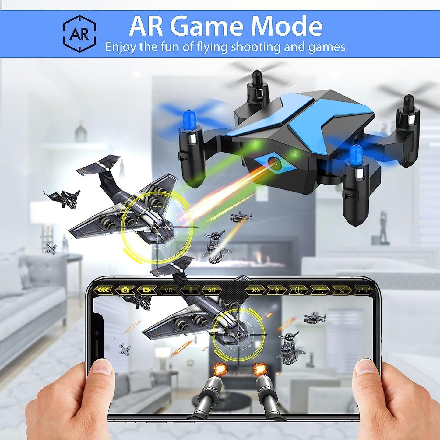 Mini Drone for Kids with FPV Camera, Toys Gifts for Boys Girls with Voice Control, 3D Flips, Altitude Hold, Headless Mode, One Key Start, Trajectory Flight, RC Quadcopter Foldable Kids Drone