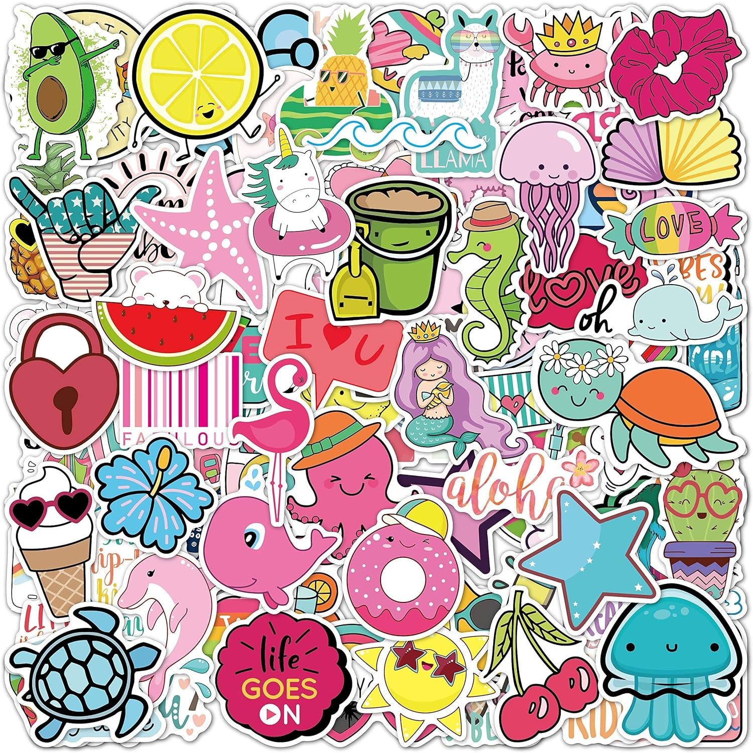 EL Nido 100 Cute Stickers, Stickers for Kids Waterproof 100% Vinyl Stickers, Water Bottle Stickers, Aesthetic Stickers, Vsco Stickers, Laptop Stickers, Funny Cute Stickers (100 Pack Beach Stickers)