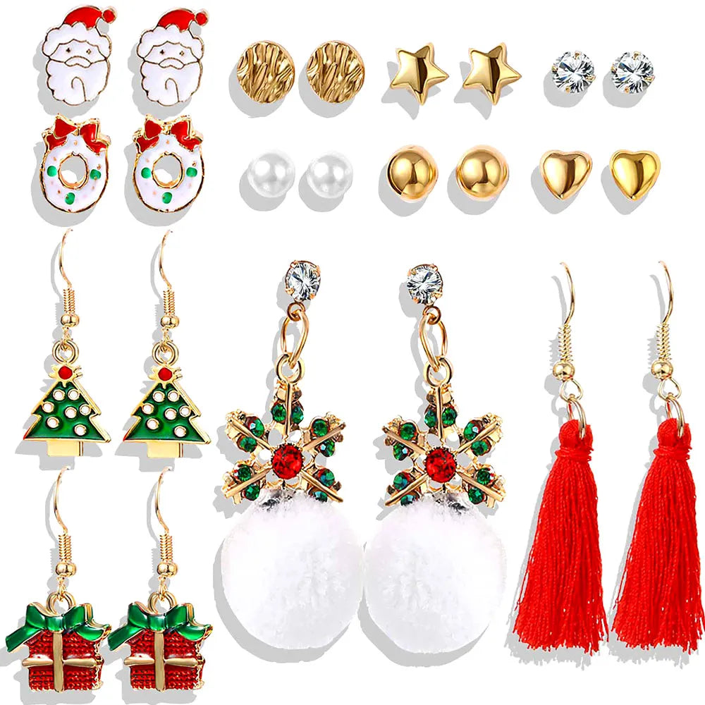 Christma Earrings Set Christmas Gifts for Women Cute Bells Tree Elk Earring Halloween Jewelry