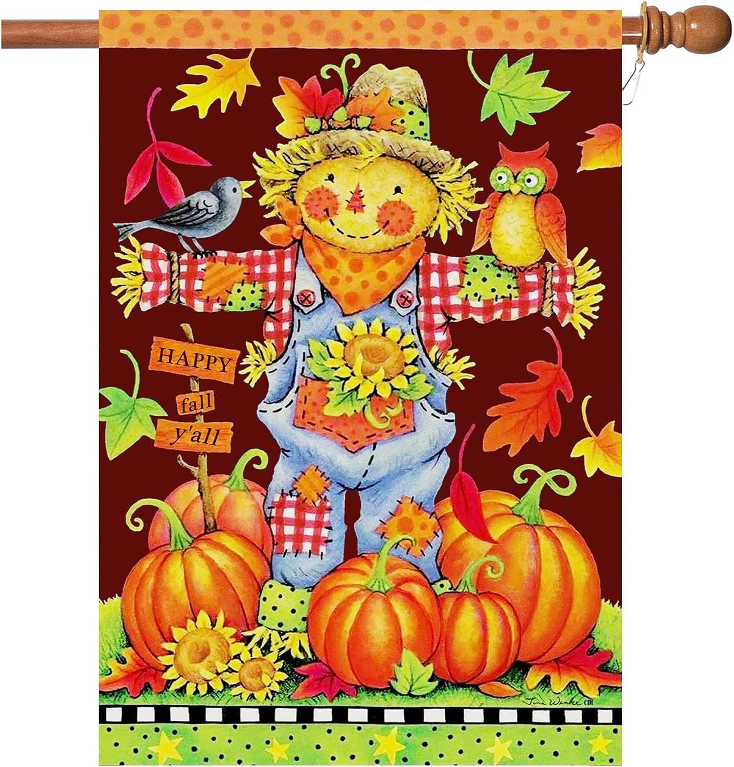 Fall House Flags Double Sided Autumn Flag Scarecrow Harvest Pumpkin Yard Decorations Happy Fall Garden Flags 28 X 40 Inch Large Fall Yard Flags with 2 Grommets