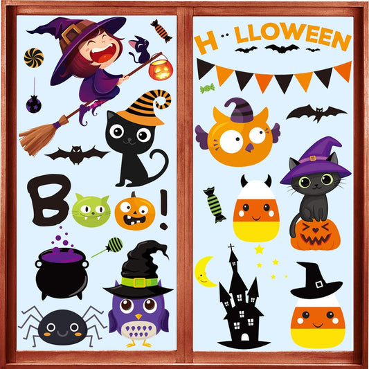 Halloween Window Clings, Halloween Window Decorations Halloween Window Stickers Decals Cute Pumpkin Ghost Halloween Window Decor for Halloween Party Supplies