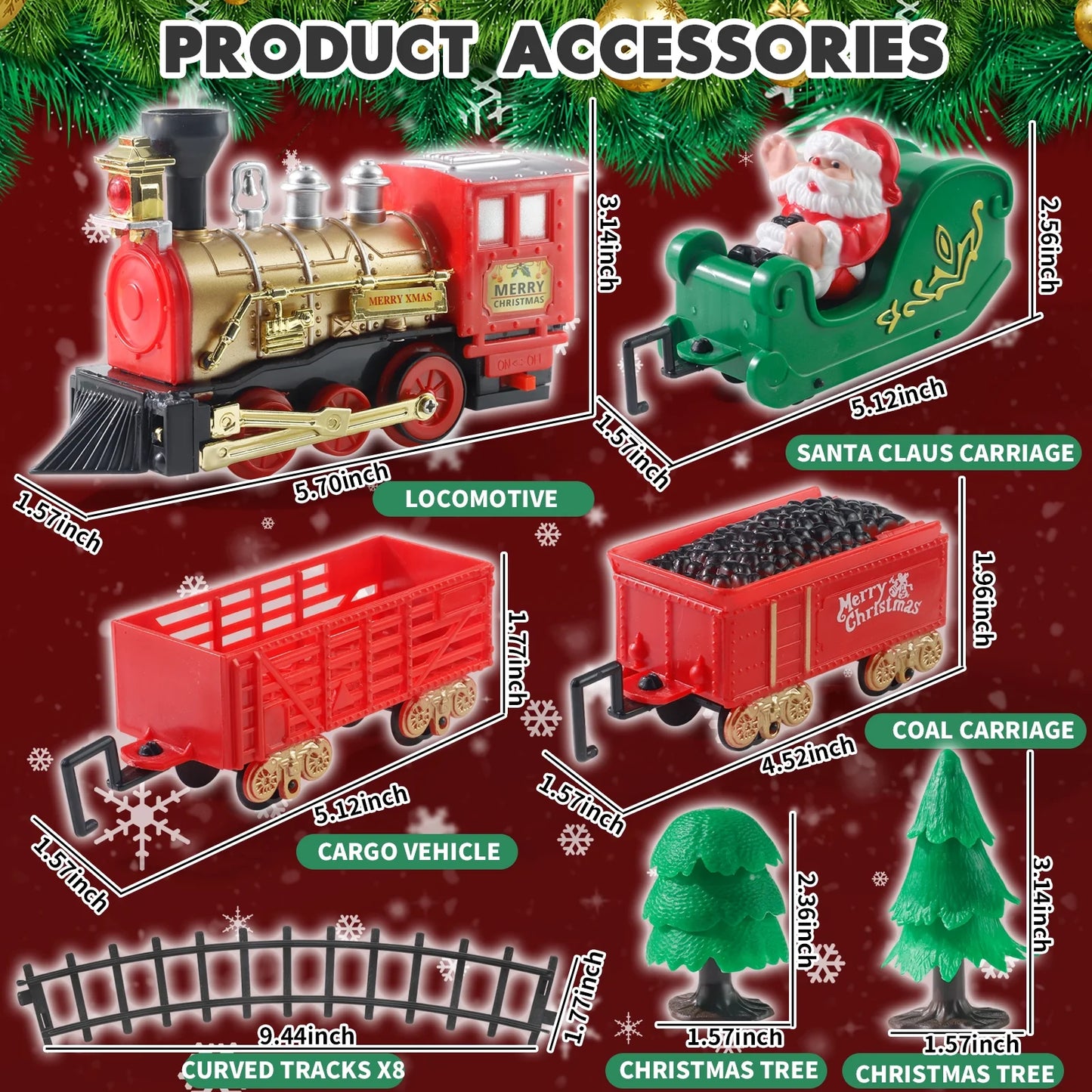 Christmas Train Set Electric Train Toy for Boys Girls Railway Kit under around the Christmas Tree with Sounds Lights