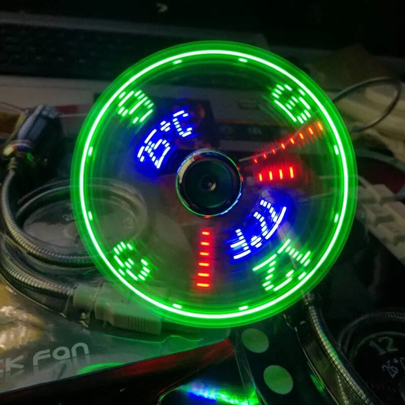 USB Fans Mini Time and Temperature Display Creative Gft with LED Light New Cool Gadgets Products for Laptop PC Dropship