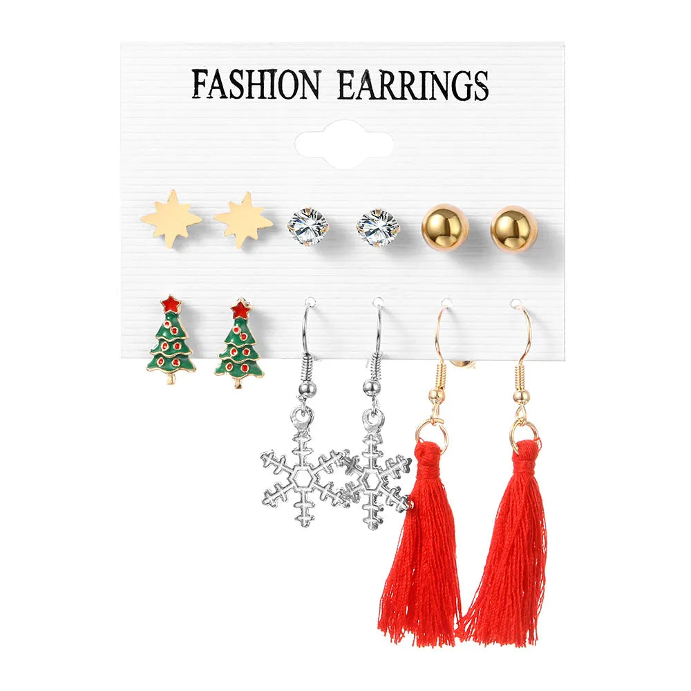 Christma Earrings Set Christmas Gifts for Women Cute Bells Tree Elk Earring Halloween Jewelry