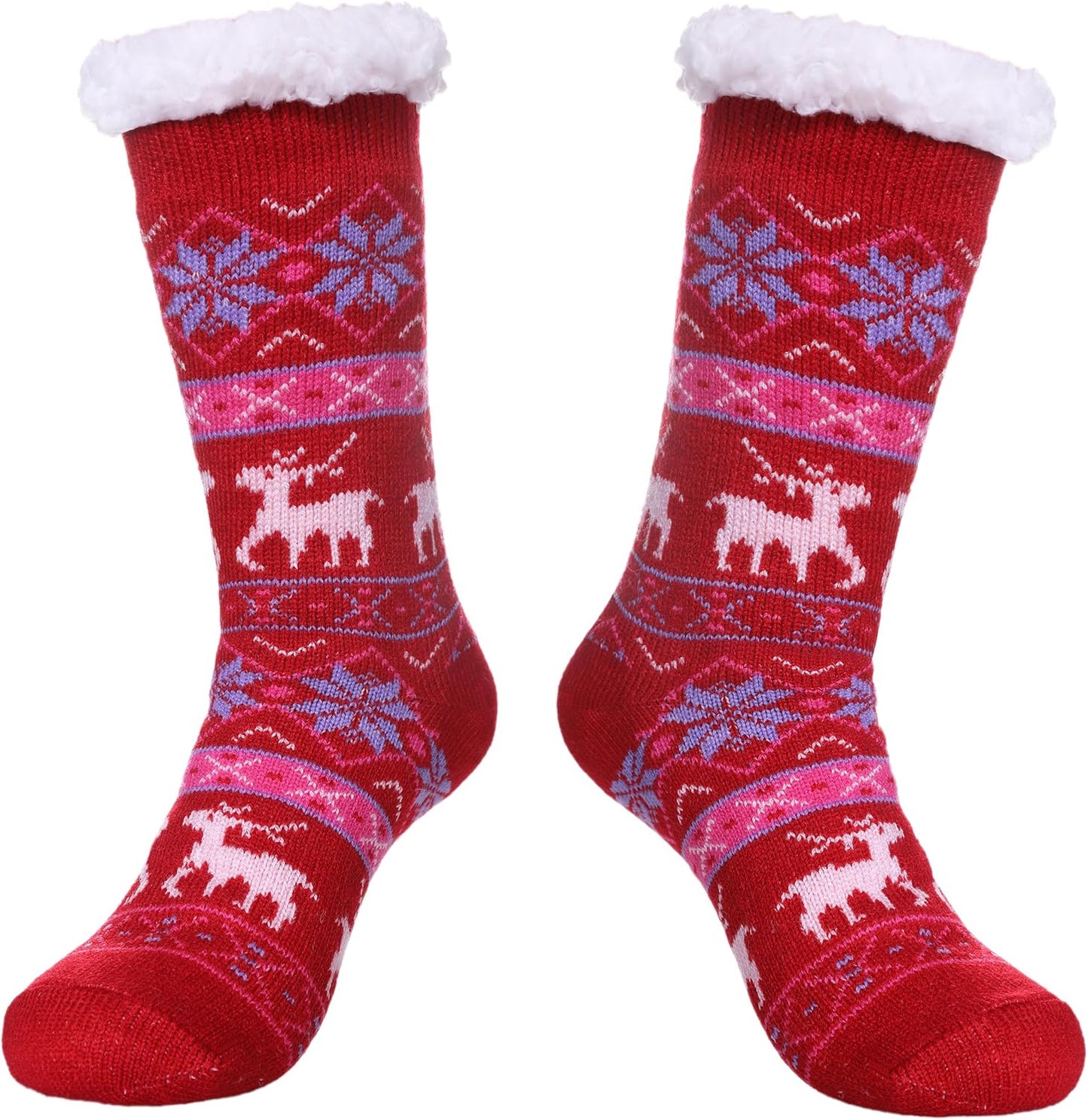 Slipper Socks for Women with Grippers, Winter Warm Fuzzy Indoor Christmas Gifts Socks