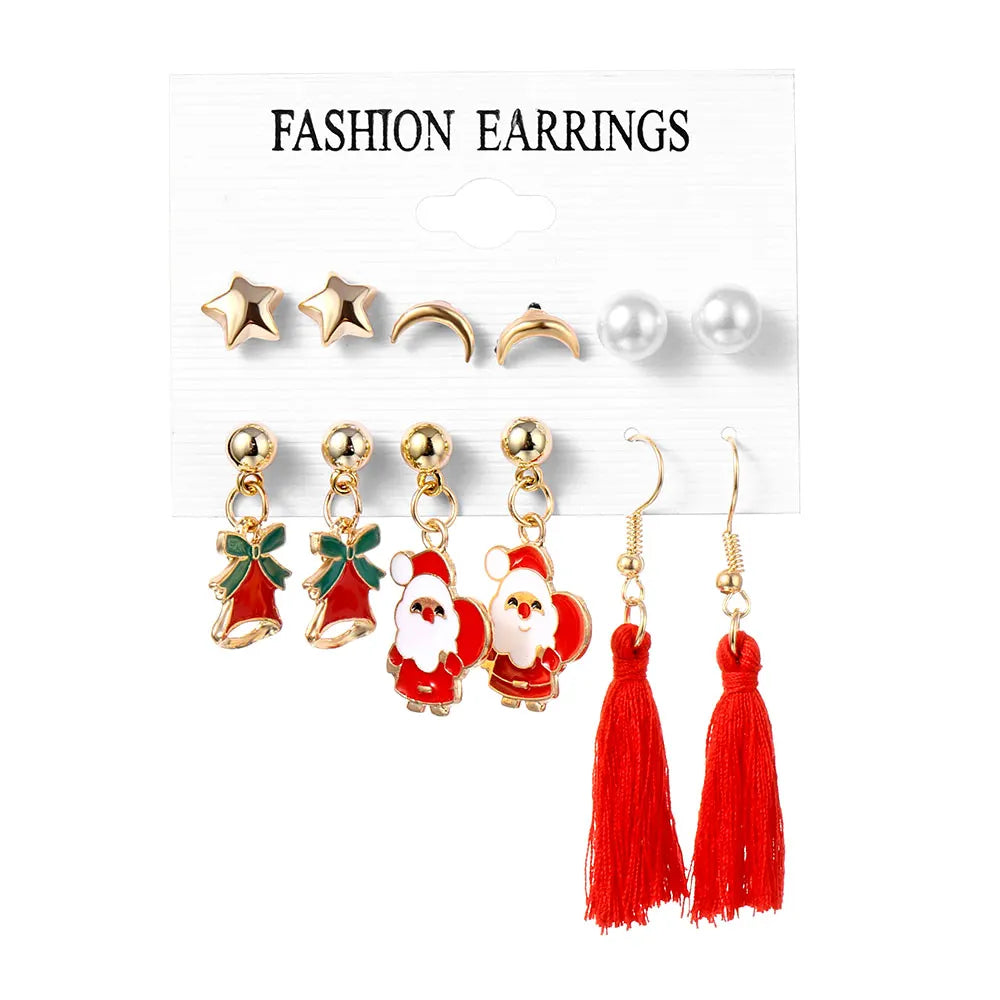 Christma Earrings Set Christmas Gifts for Women Cute Bells Tree Elk Earring Halloween Jewelry