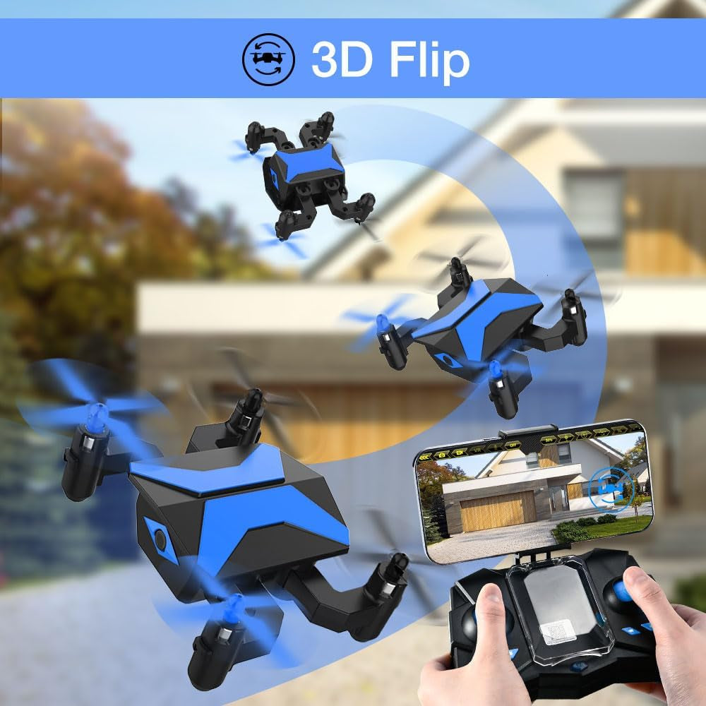 Mini Drone for Kids with FPV Camera, Toys Gifts for Boys Girls with Voice Control, 3D Flips, Altitude Hold, Headless Mode, One Key Start, Trajectory Flight, RC Quadcopter Foldable Kids Drone