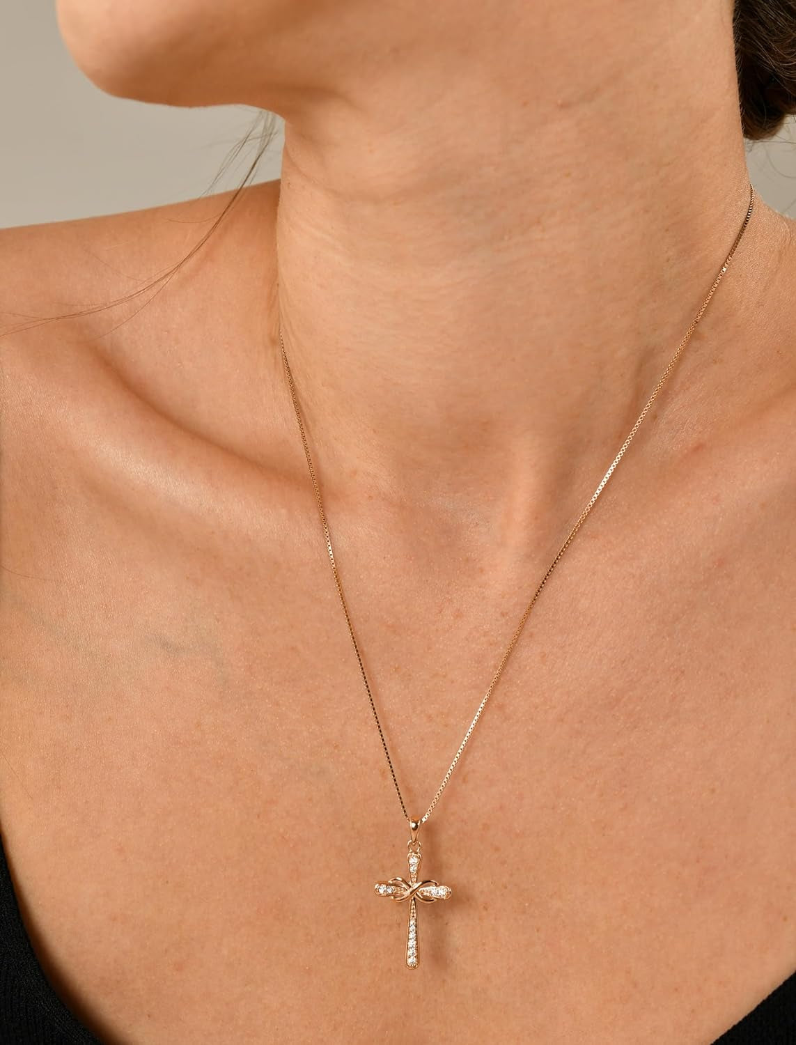 Cross Necklace 925 Sterling Silver Infinity Pendant Religious Jewelry Christian Baptism Gift