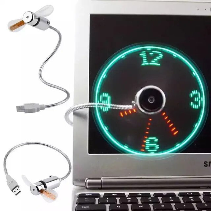 USB Fans Mini Time and Temperature Display Creative Gft with LED Light New Cool Gadgets Products for Laptop PC Dropship