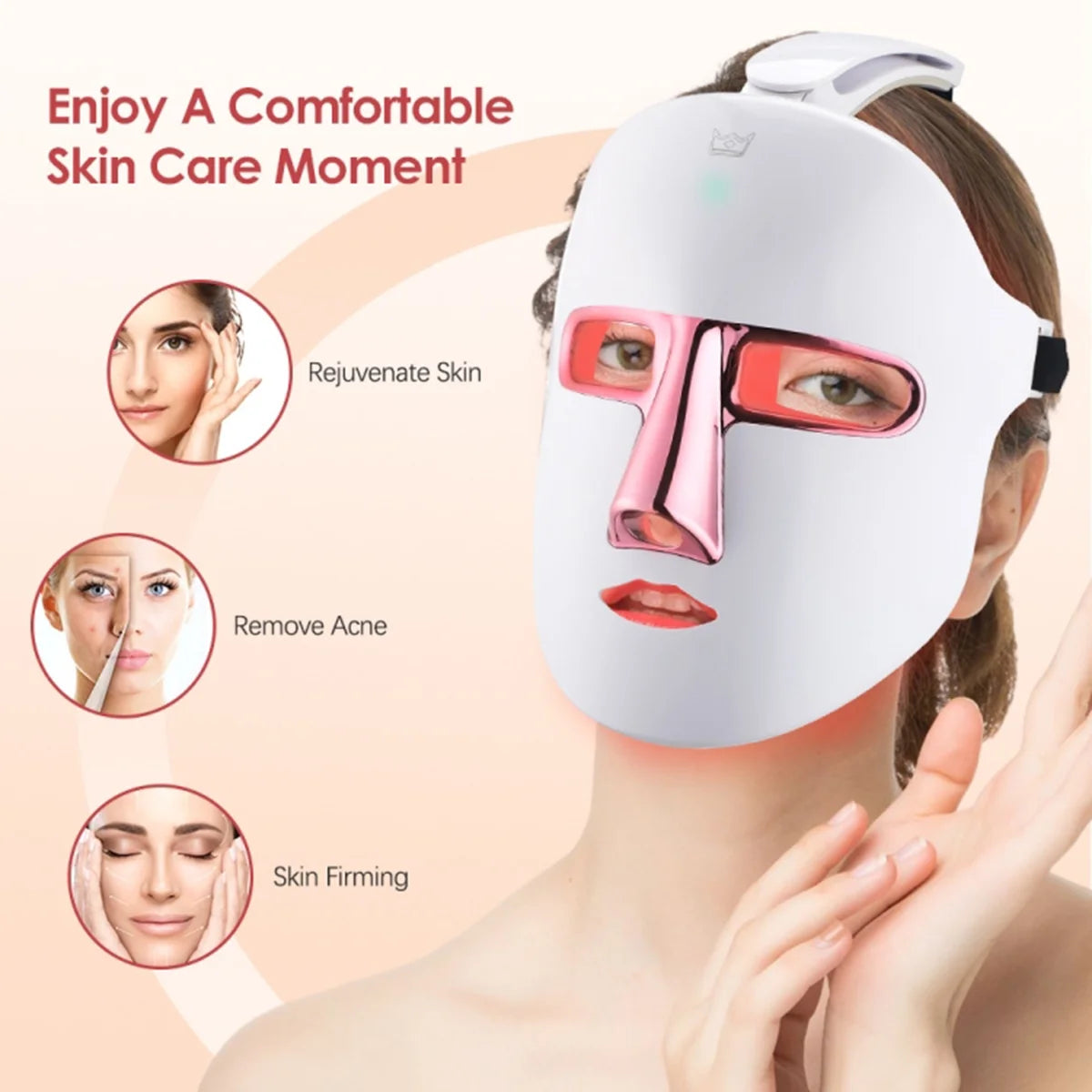 LED Face Mask Light Therapy Skin Beauty Machine, 7 Color LED Light Therapy Facial Skin Care Mask, Face Mask for Removal Wrinkle anti Aging Anti-Acne with Face