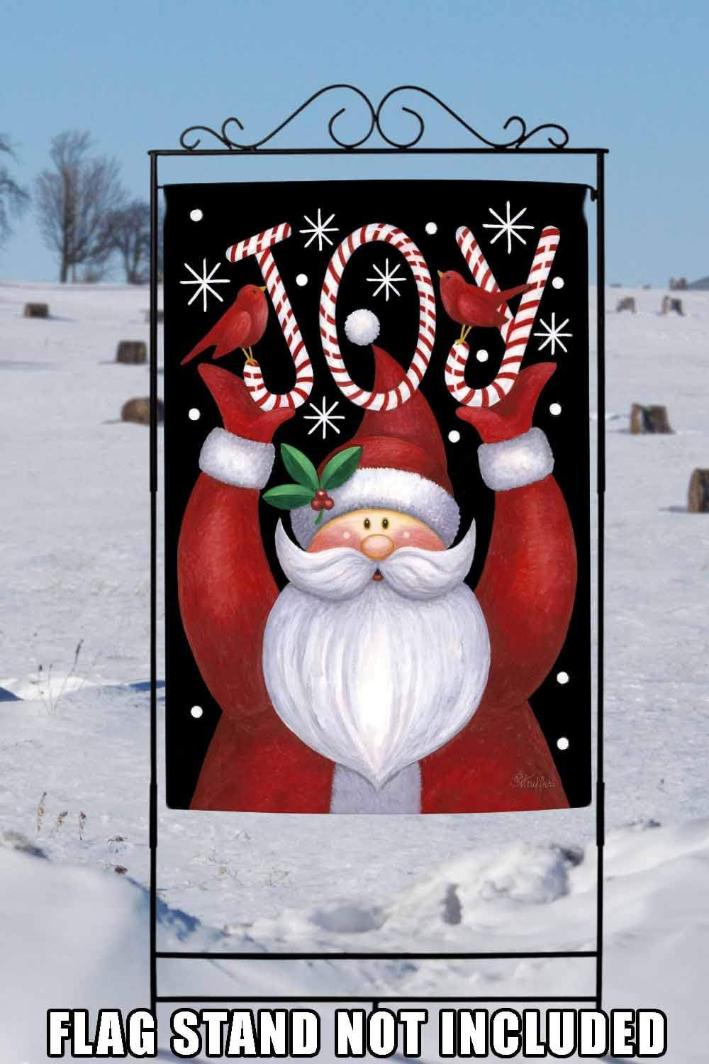 109385 Santa Joy Christmas Garden Flag 28X40 Inch Double Sided for Outdoor Winter House Yard Decoration