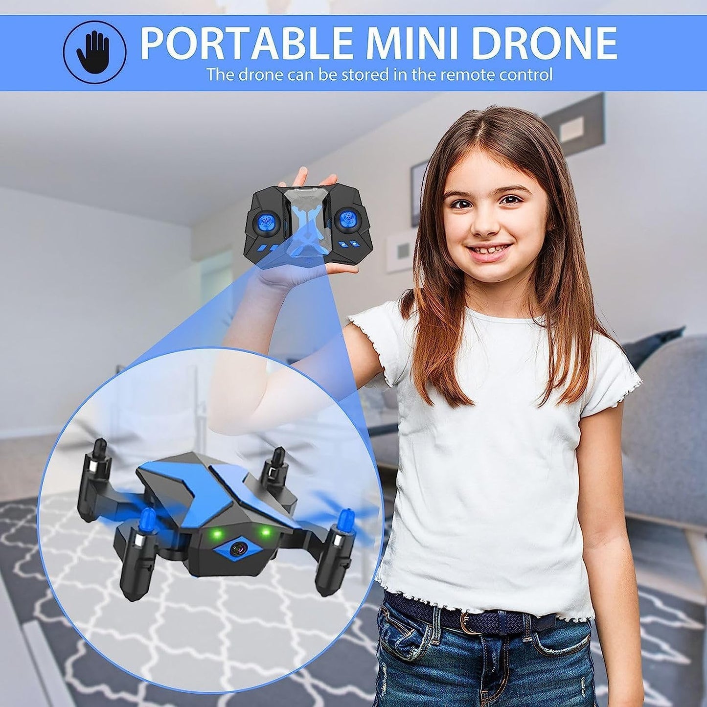 Mini Drone for Kids with FPV Camera, Toys Gifts for Boys Girls with Voice Control, 3D Flips, Altitude Hold, Headless Mode, One Key Start, Trajectory Flight, RC Quadcopter Foldable Kids Drone