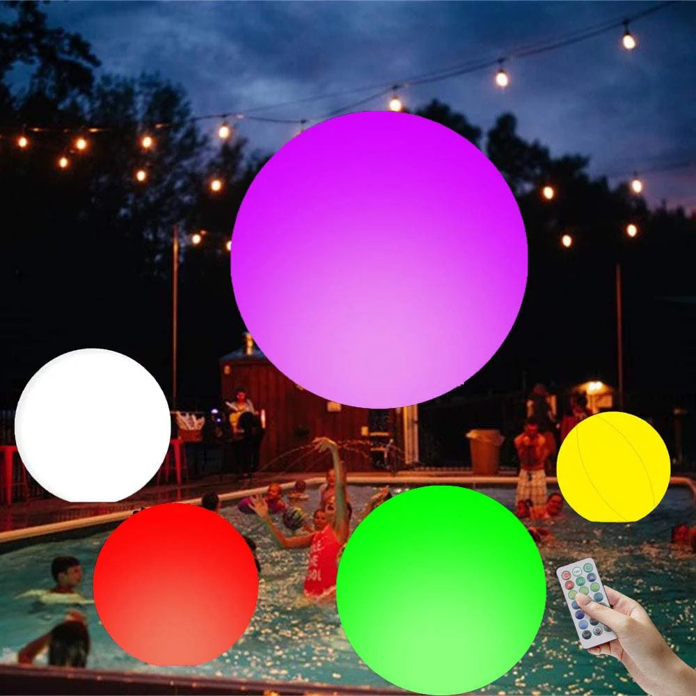 Pool Toys, LED Beach Ball Toy with 16 Color Changing Lights, Pool Games Beach Party Outdoor Games for Teens Adults Family, Glow in the Dark Party Supplies (1PC)
