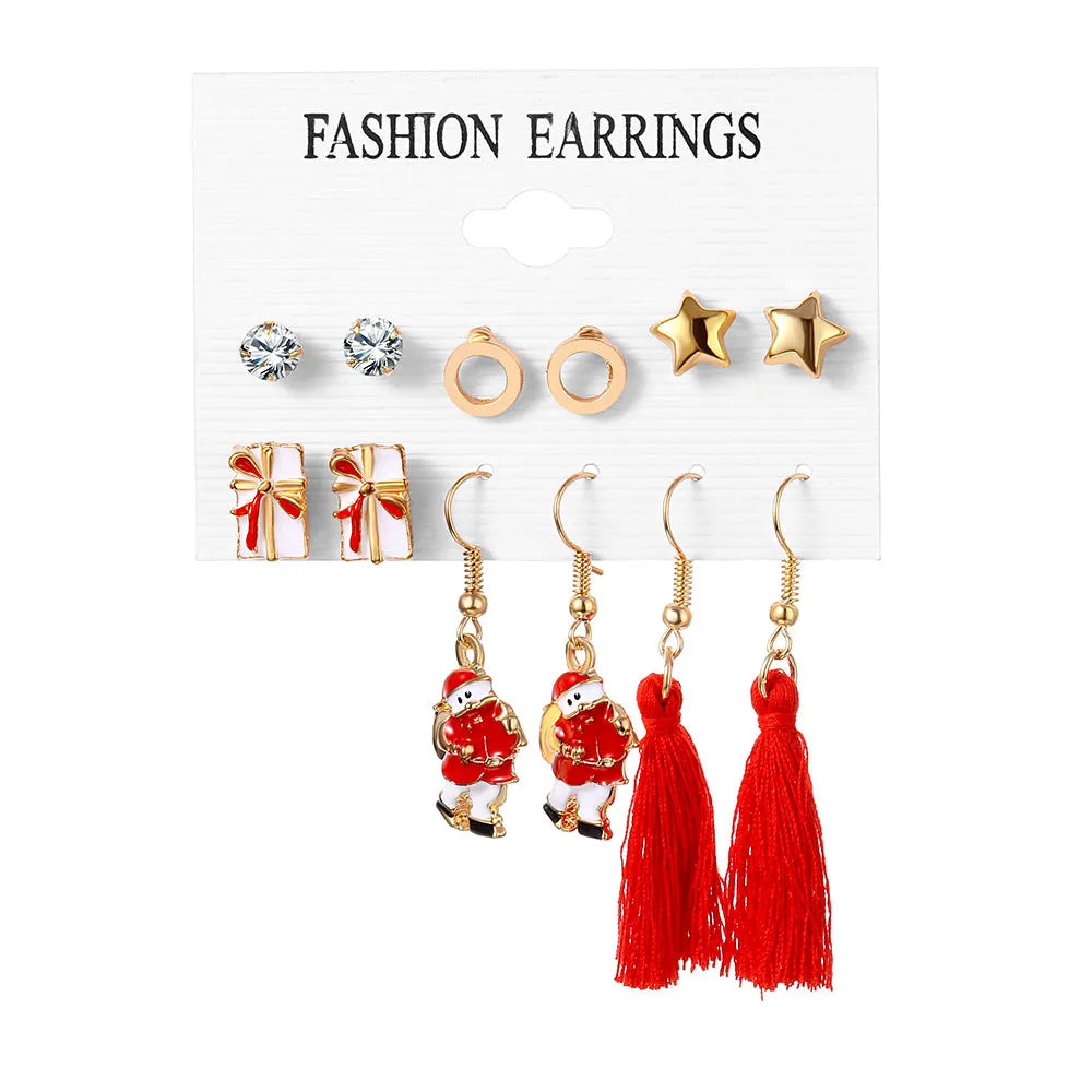 Christma Earrings Set Christmas Gifts for Women Cute Bells Tree Elk Earring Halloween Jewelry