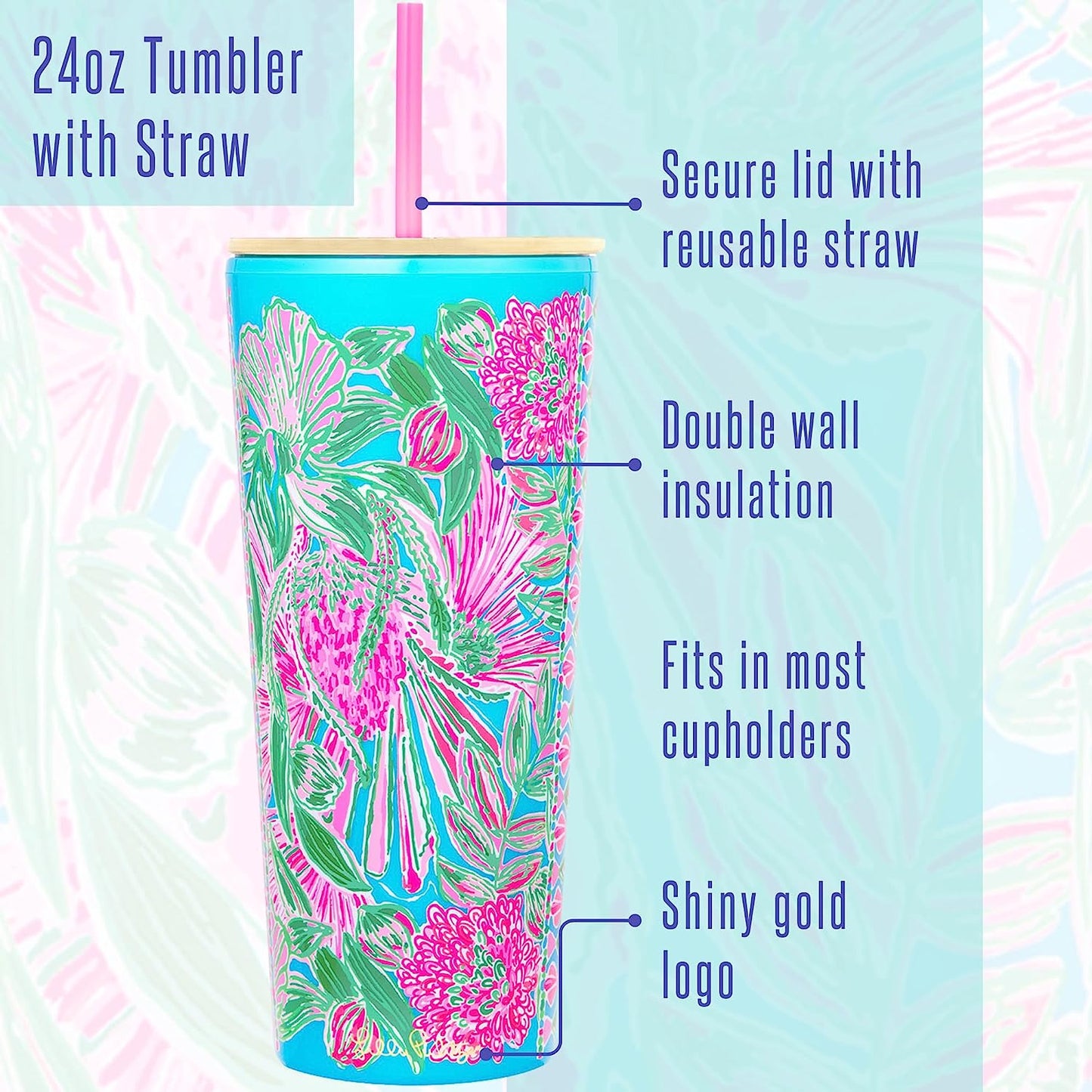 Insulated Tumbler with Lid and Straw, 24 Oz Travel Cup, Double Wall Tumbler, Coming in Hot