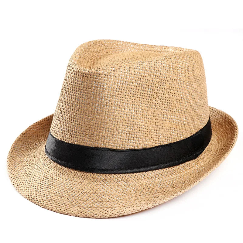 Sunhat Women Men Fashion Summer Casual Trendy Beach Sun Straw Hat Cowboy Fedora Hat Gangster Cap Sun Hat Small Hat Sunscreen