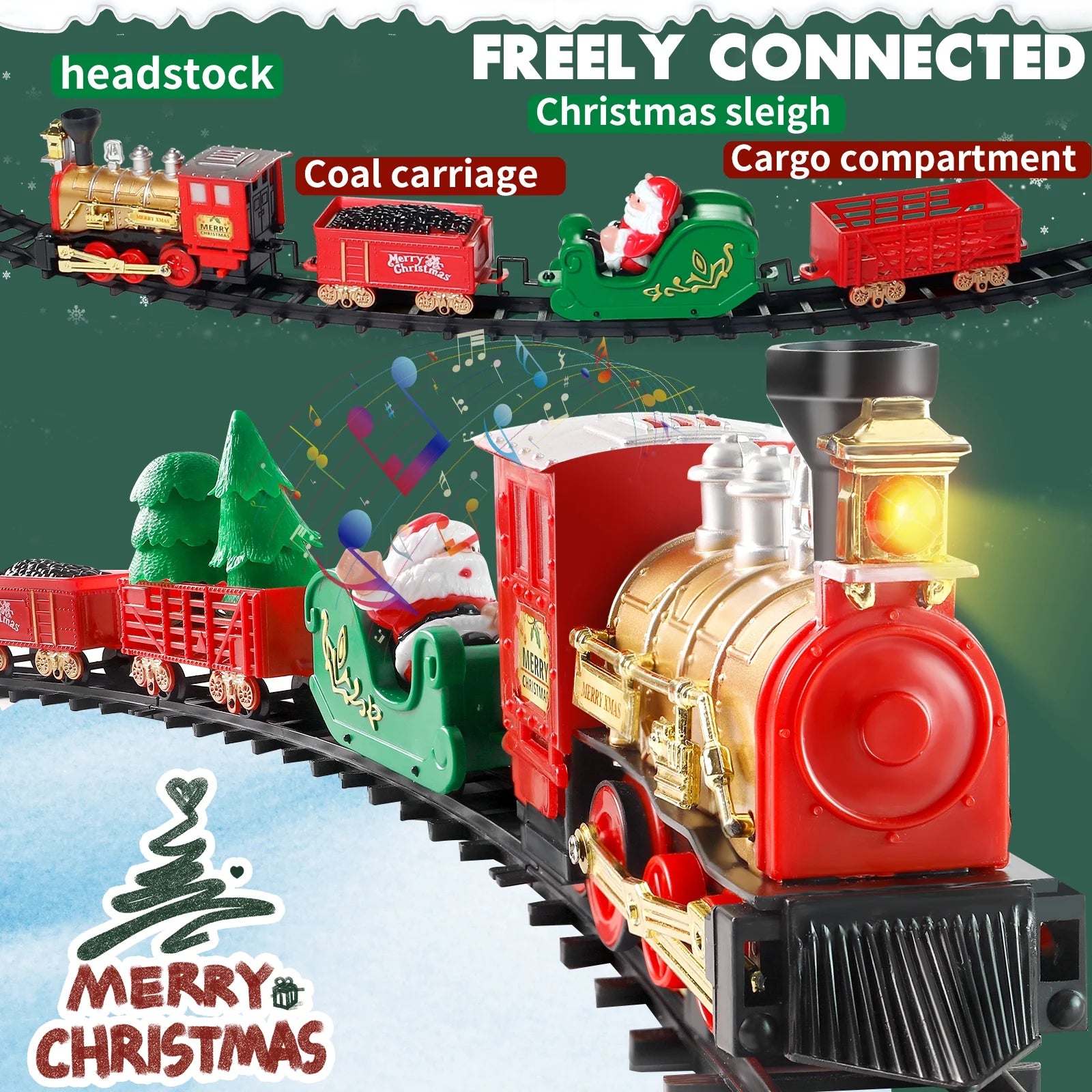 Christmas Train Set Electric Train Toy for Boys Girls Railway Kit under around the Christmas Tree with Sounds Lights