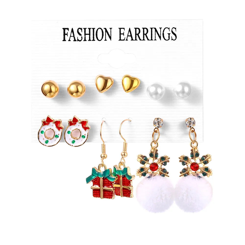 Christma Earrings Set Christmas Gifts for Women Cute Bells Tree Elk Earring Halloween Jewelry