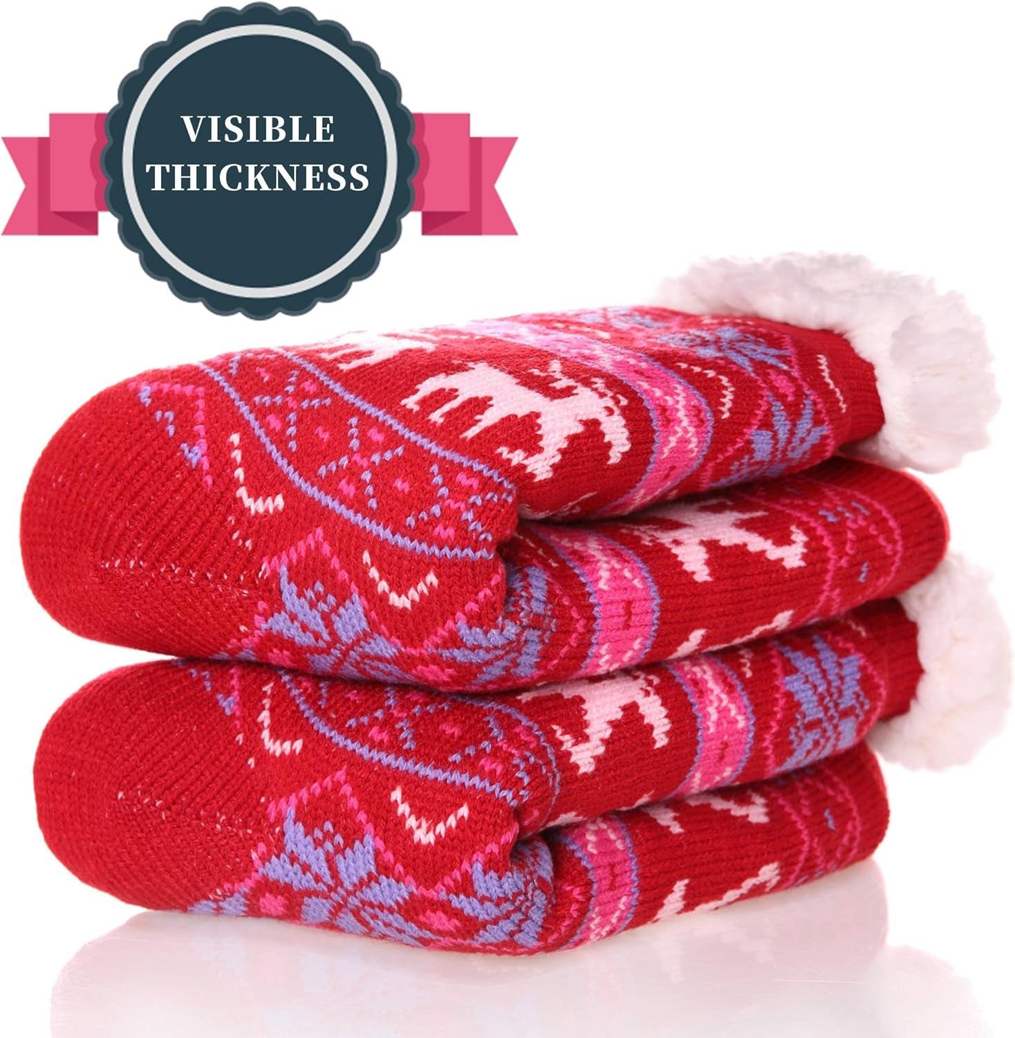 Slipper Socks for Women with Grippers, Winter Warm Fuzzy Indoor Christmas Gifts Socks