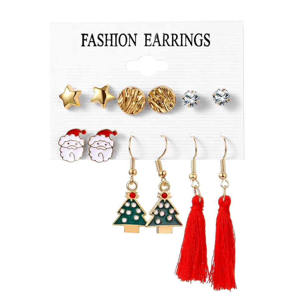 Christma Earrings Set Christmas Gifts for Women Cute Bells Tree Elk Earring Halloween Jewelry