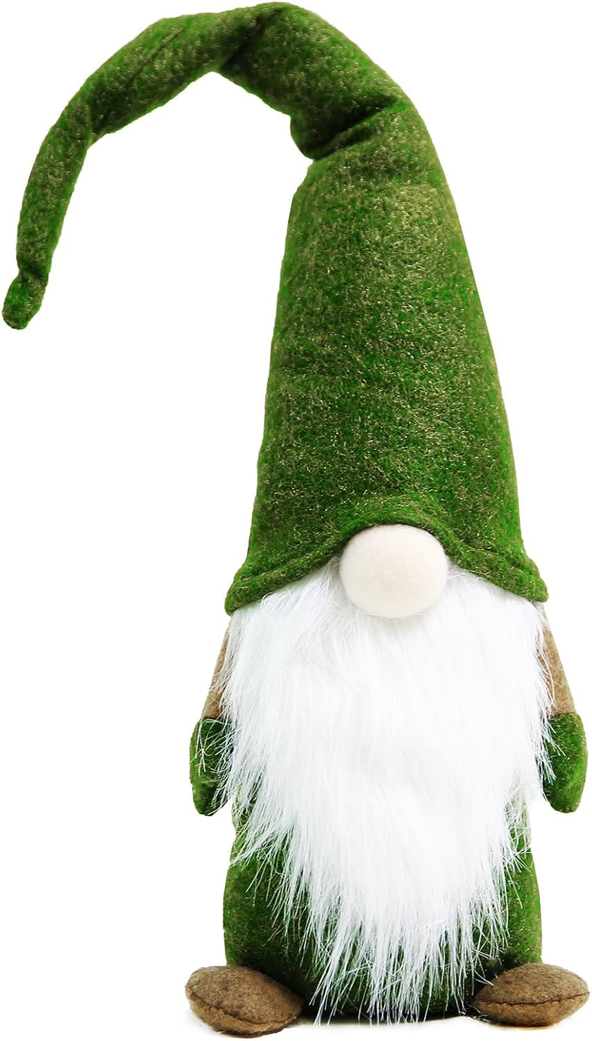 Swedish Gnome Christmas Decorations -Tomte - Scandinavian Elf - Plush Birthday Present - Home Ornaments Table Decor, Green - 16 Inches