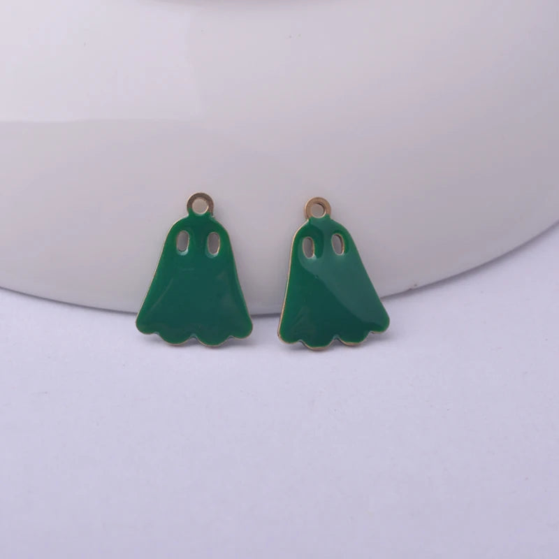 30Pcs 11*14.5Mm Copper Both Side Enamelled Ghost Charms Pendant Diy Halloween Jewelry Accessories