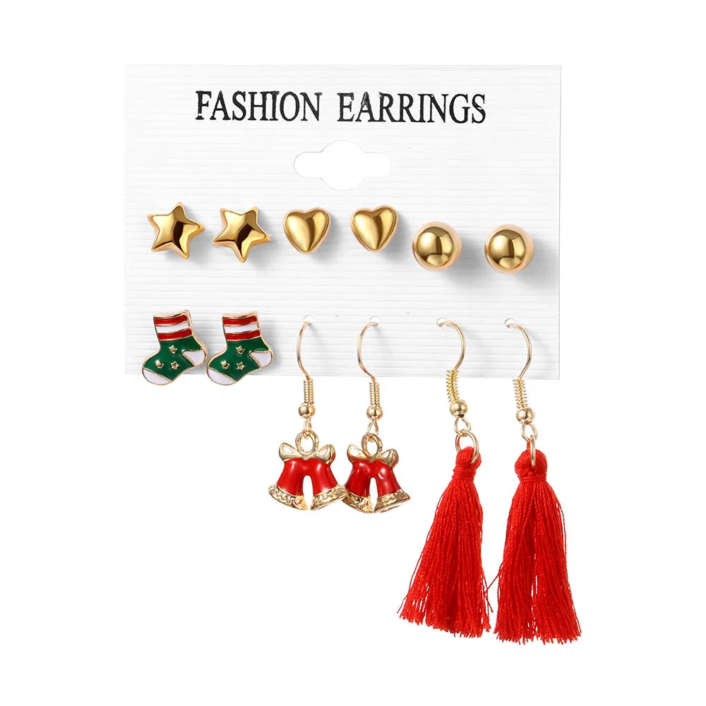 Christma Earrings Set Christmas Gifts for Women Cute Bells Tree Elk Earring Halloween Jewelry