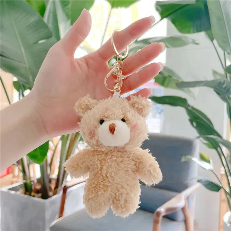 Kawaii 11Cm Soft Teddy Bear Keychain Plush Rabbit Pendant Keychain DIY Trinket Kids Stuffed Animal Toys Bag Car Accessories