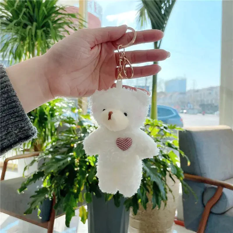 Kawaii 11Cm Soft Teddy Bear Keychain Plush Rabbit Pendant Keychain DIY Trinket Kids Stuffed Animal Toys Bag Car Accessories