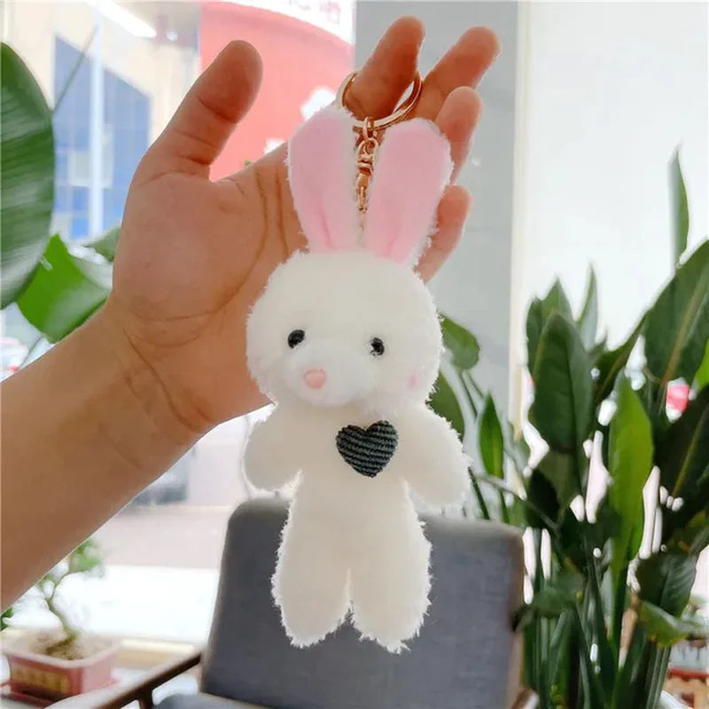 Kawaii 11Cm Soft Teddy Bear Keychain Plush Rabbit Pendant Keychain DIY Trinket Kids Stuffed Animal Toys Bag Car Accessories