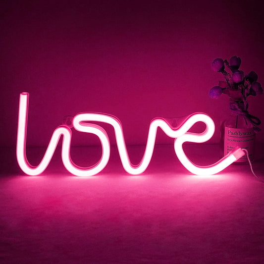 Love LED Neon Light, Usb/Battery Powered Heart Shaped Neon Sign Lamp, Decorative Night Light Wall Decor for Bedroom Living Room Kids Room Wedding Party Christmas (Love-P)