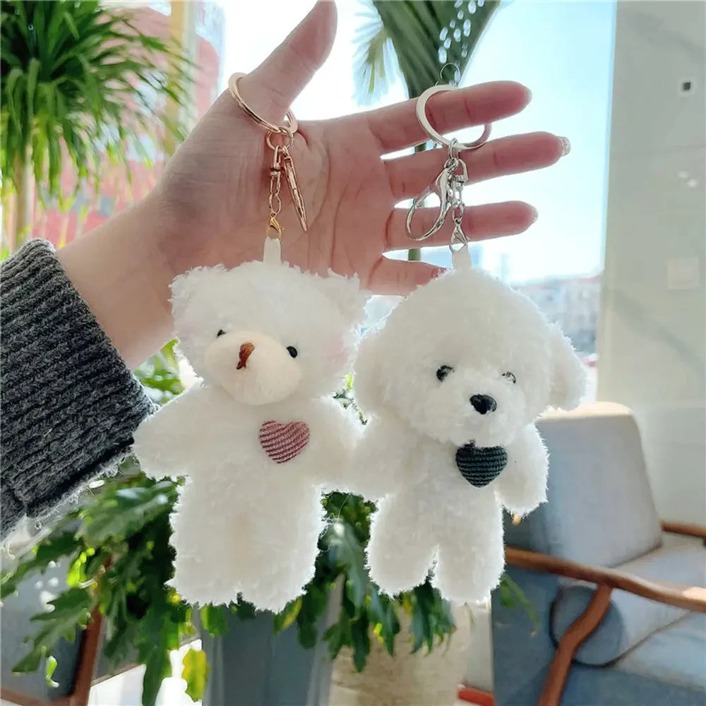 Kawaii 11Cm Soft Teddy Bear Keychain Plush Rabbit Pendant Keychain DIY Trinket Kids Stuffed Animal Toys Bag Car Accessories