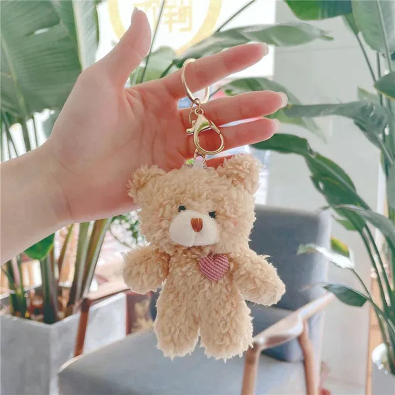 Kawaii 11Cm Soft Teddy Bear Keychain Plush Rabbit Pendant Keychain DIY Trinket Kids Stuffed Animal Toys Bag Car Accessories