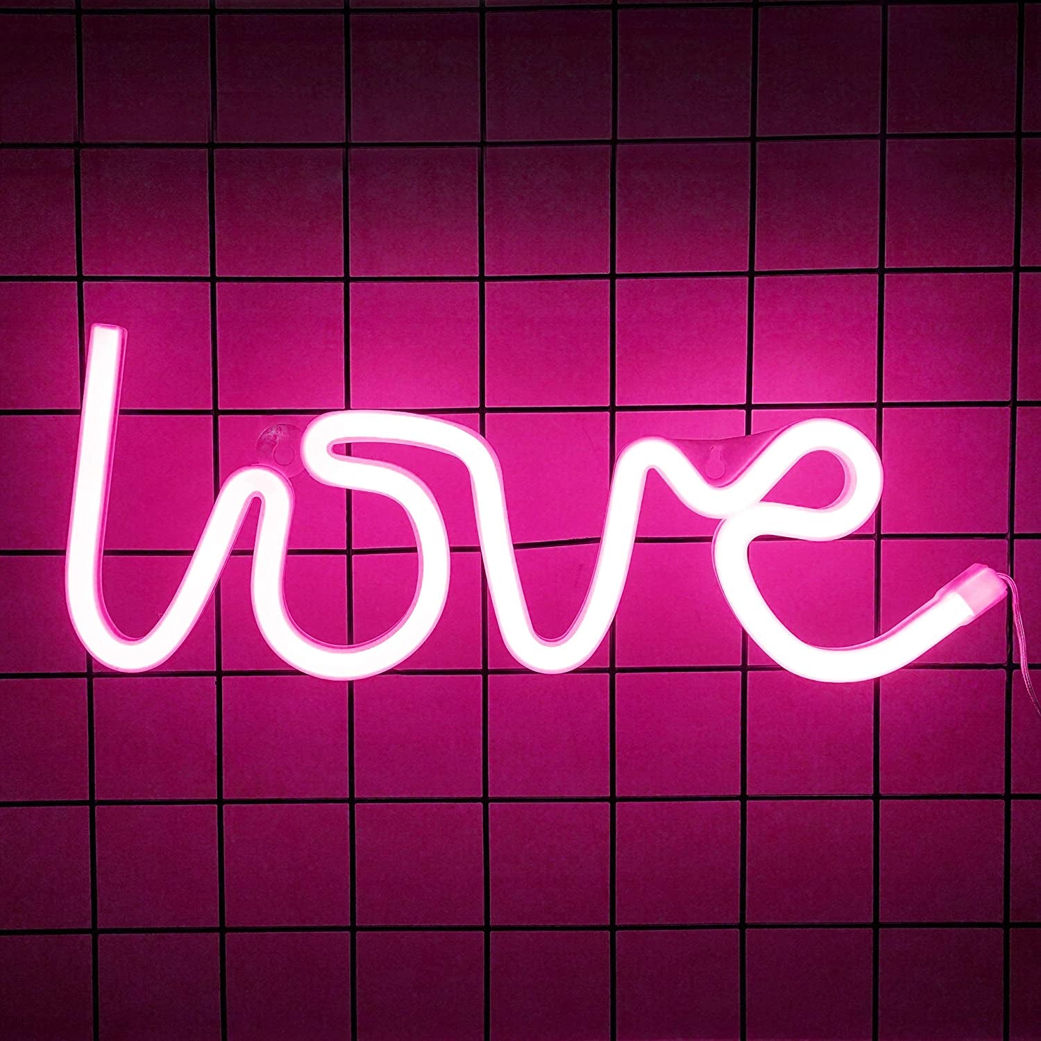 Love LED Neon Light, Usb/Battery Powered Heart Shaped Neon Sign Lamp, Decorative Night Light Wall Decor for Bedroom Living Room Kids Room Wedding Party Christmas (Love-P)