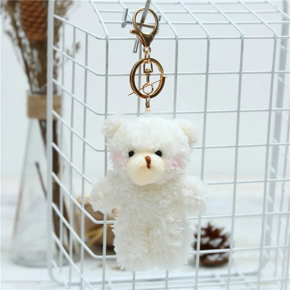 Kawaii 11Cm Soft Teddy Bear Keychain Plush Rabbit Pendant Keychain DIY Trinket Kids Stuffed Animal Toys Bag Car Accessories