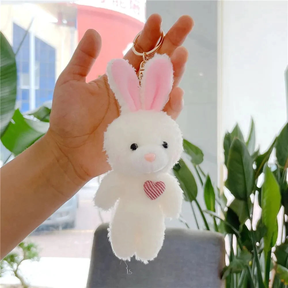 Kawaii 11Cm Soft Teddy Bear Keychain Plush Rabbit Pendant Keychain DIY Trinket Kids Stuffed Animal Toys Bag Car Accessories