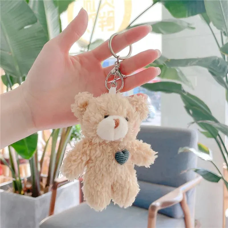 Kawaii 11Cm Soft Teddy Bear Keychain Plush Rabbit Pendant Keychain DIY Trinket Kids Stuffed Animal Toys Bag Car Accessories